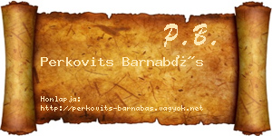 Perkovits Barnabás névjegykártya